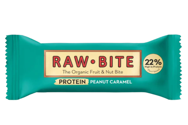 RAW BITE Barrita de proteina de Cacahuete y Caramelo 45g sin gluten