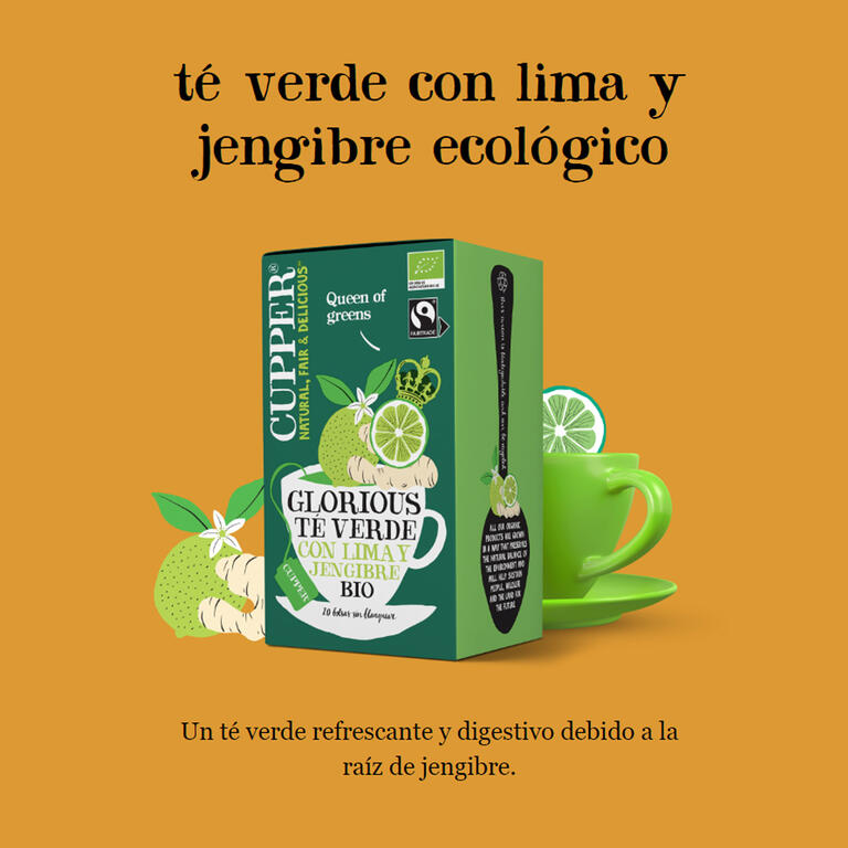CUPPER Te Verde Lima Jengibre BIO 20 bolsitas