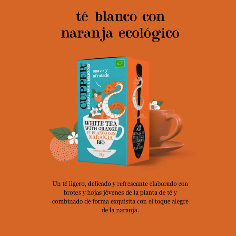 CUPPER Té blanco con naranja BIO 20 bolsitas