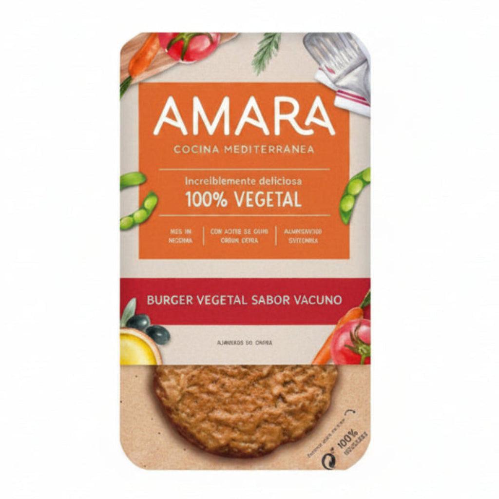 AMARA Burger, hamburguesa vegana sabor vacuno 2 x 100 g