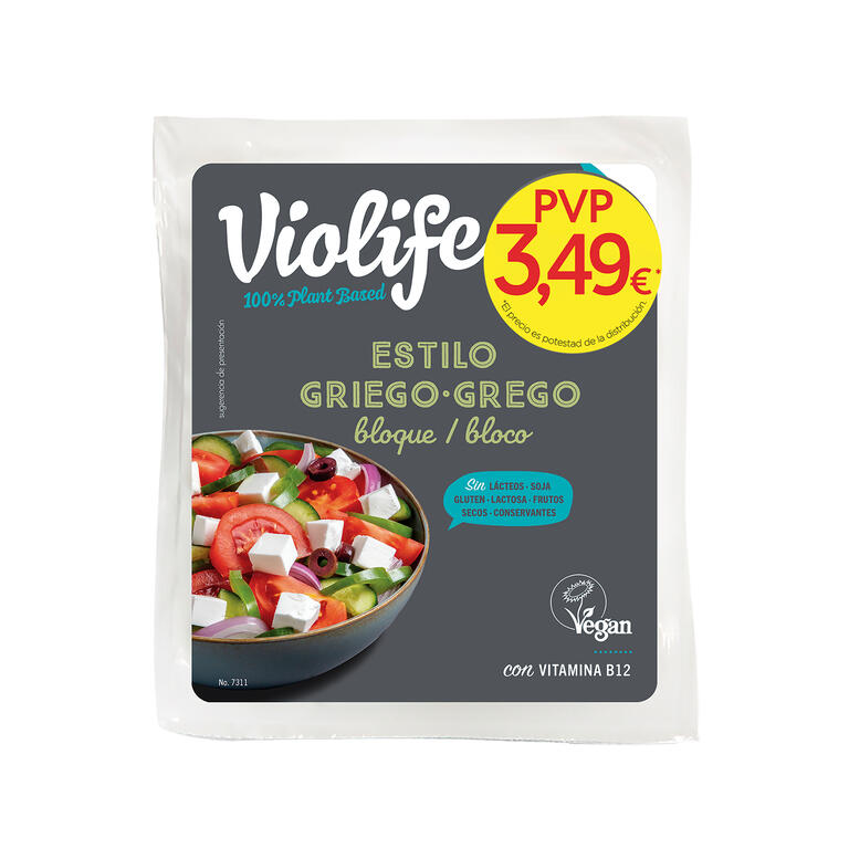 VIOLIFE. Bloque vegano estilo griego. 230 g. Sin gluten