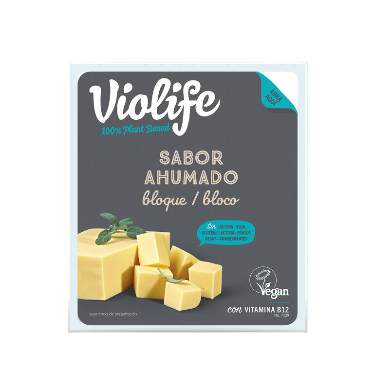 VIOLIFE.  Bloque Vegano Sabor Queso Ahumado. 400 g. Sin gluten