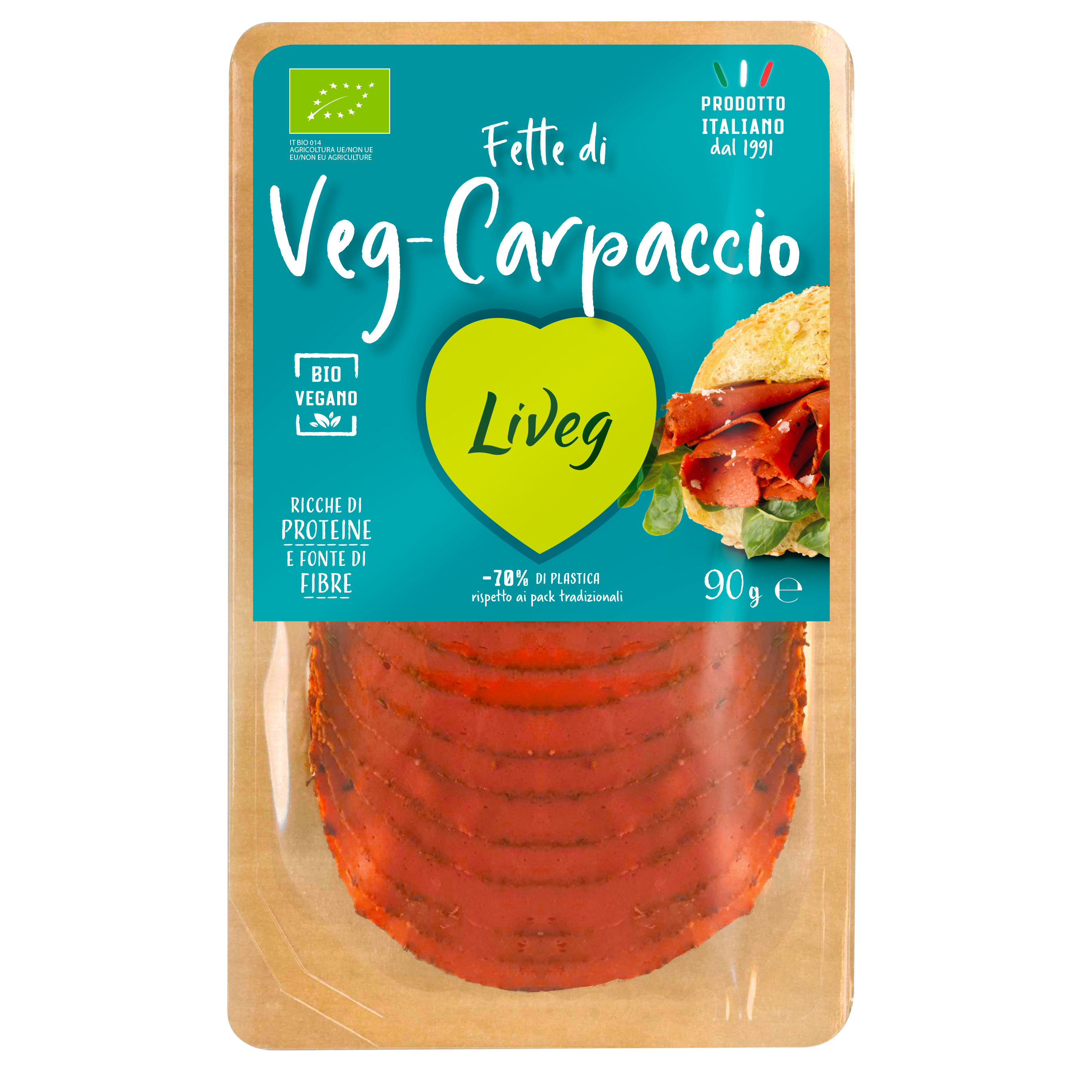 LIVEG Lonchas Vegetales Gusto Carpaccio 90g Organico