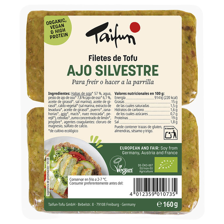 TAIFUN. Filetes de Tofu con Ajo Silvestre Bio. 160g
