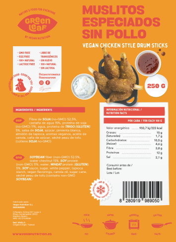 Green Leaf - Muslitos Sin Pollo Especiados 250g
