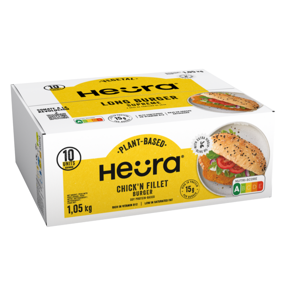 HEURA Long Burger Supreme Vegana 1,05 kg | Pack Hostelería