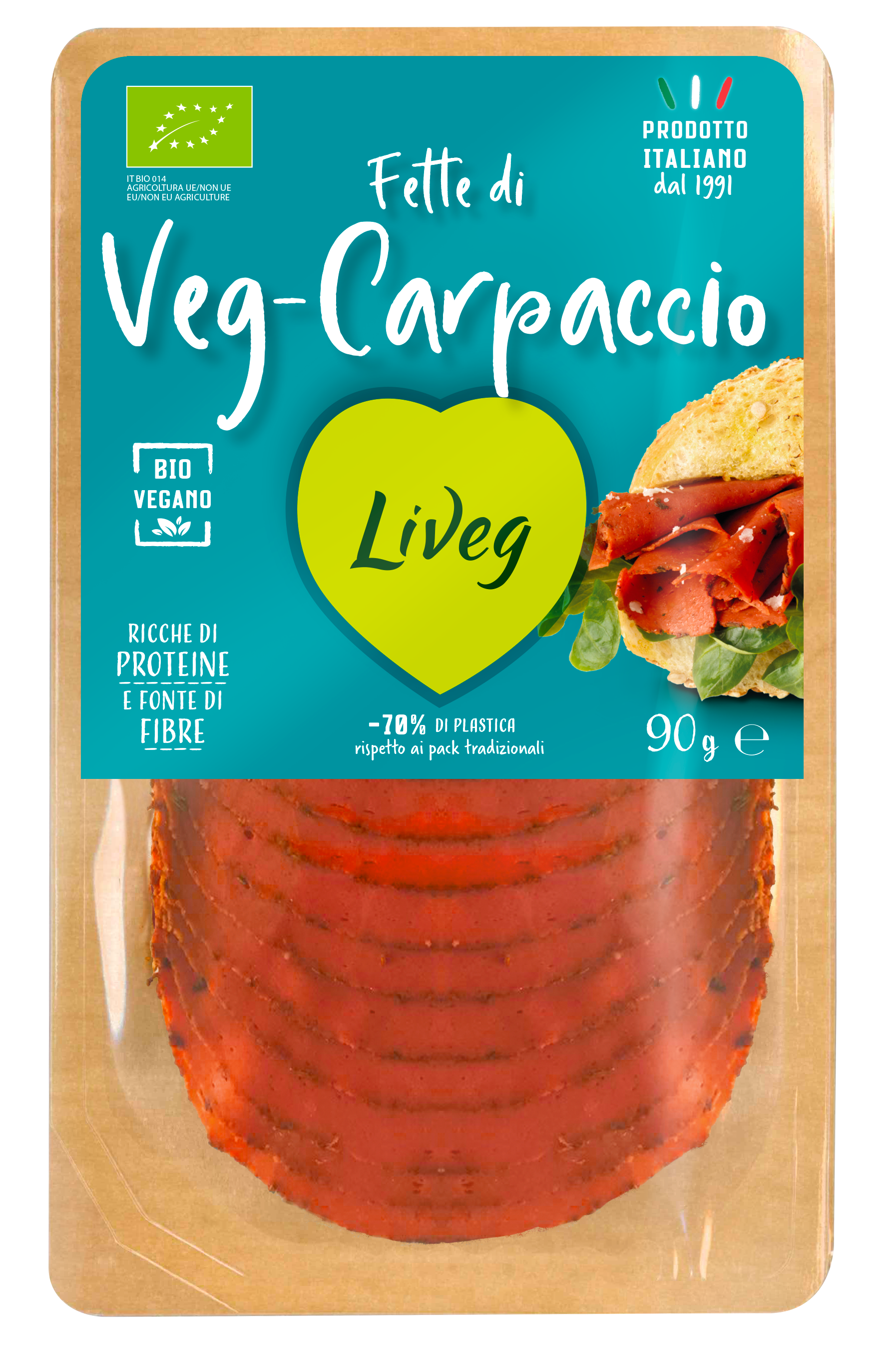 LIVEG. Lonchas Vegetales Gusto Carpaccio. 90g. Organico