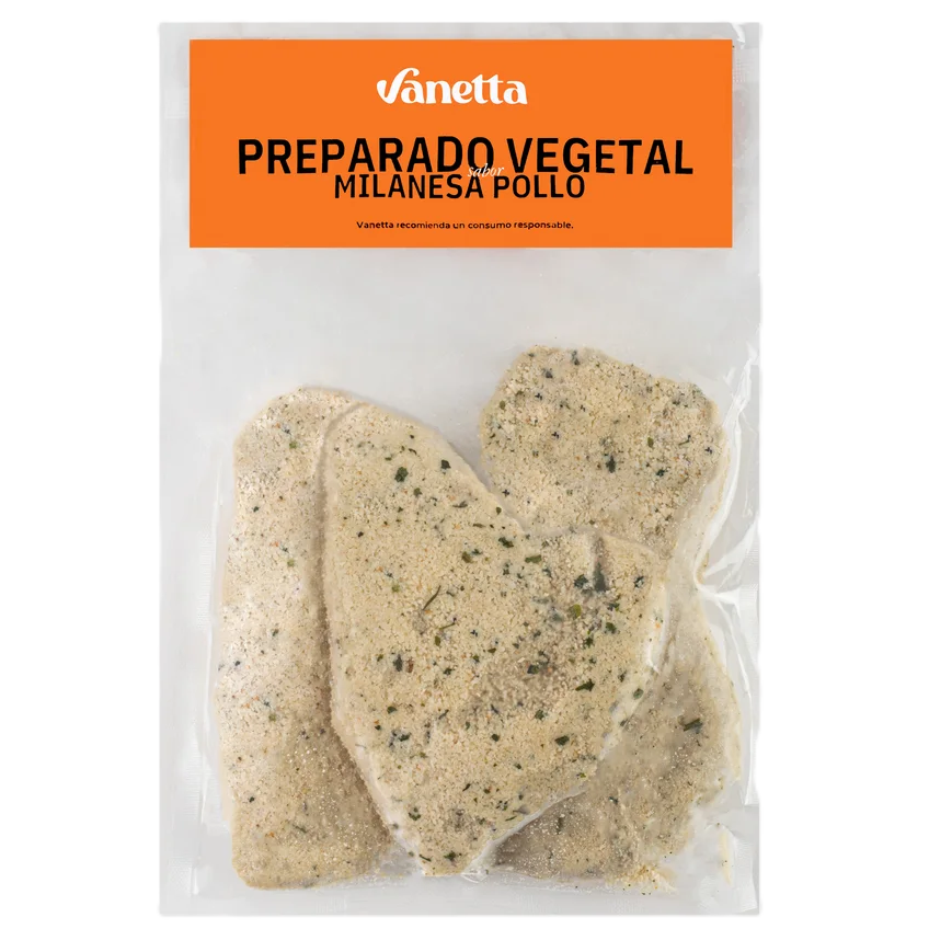 VANETTA. Preparado estilo Milanesa no pollo vegetal. 500g. Envasado al vacio