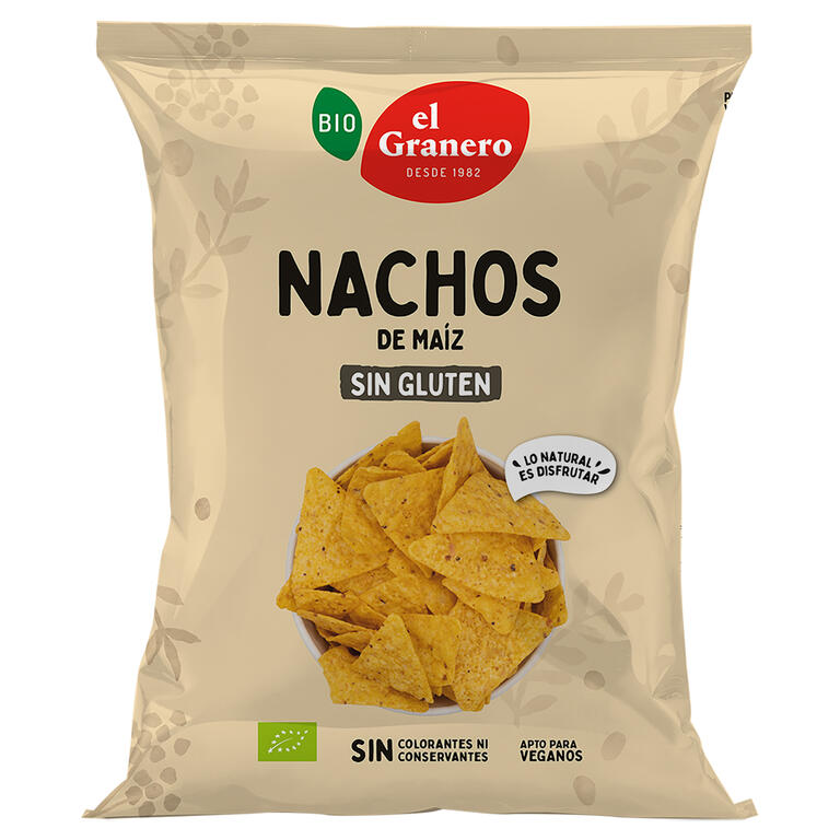 El Granero Nachos de Maíz Ecológicos 125g | Sin Gluten | Solo 3 Ingredientes