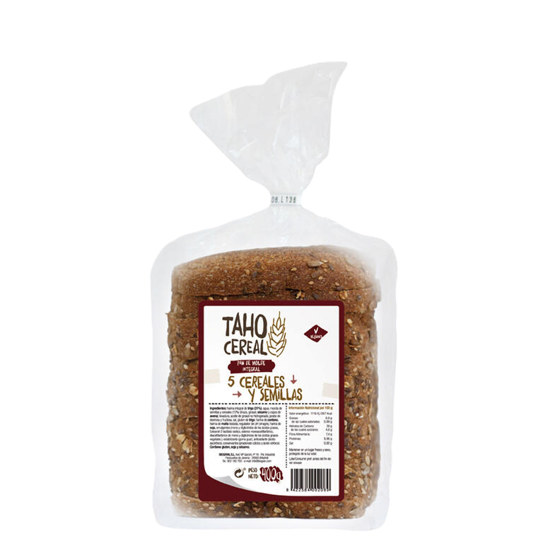TAHO CEREAL. Pan de Molde Integral 5 Cereales y Semillas, 400 g