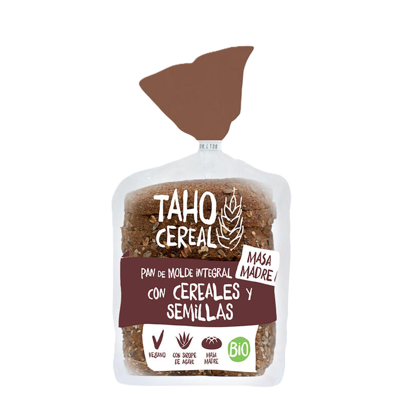TAHO CEREAL. Pan de molde integral con cereales y semillas con masa madre BIO, 400 g