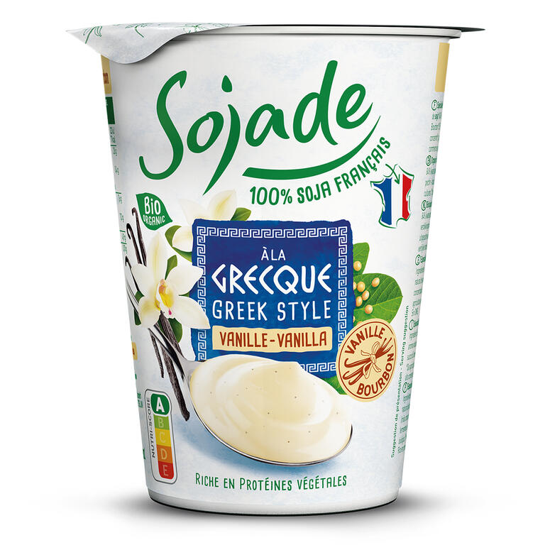 SOJADE Postre de Soja Estilo Griego Sabor Vainilla  BIO 400g Sin Gluten