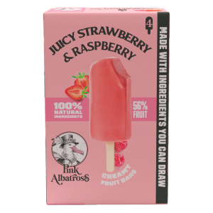 PINK ALBATROSS- Polo Cremoso de Fresa y Frambuesa (4uds) Sin gluten