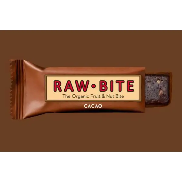 RAW BITE Barrita de proteina de Chocolate Negro 50g sin gluten