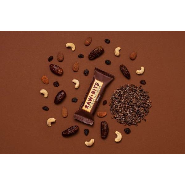 RAW BITE Barrita de proteina de Chocolate Negro 50g sin gluten