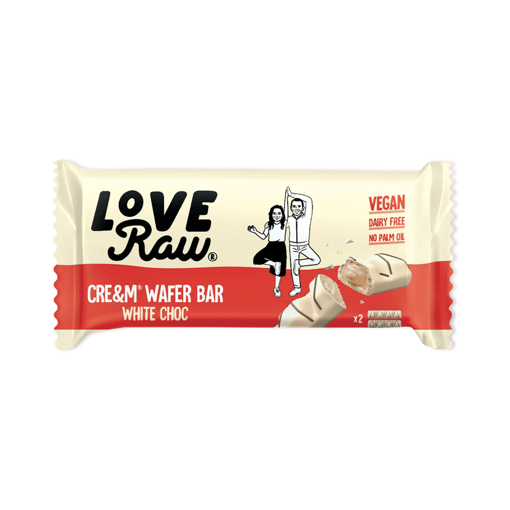LOVERAW Barritas de Oblea de Chocolate Blanco Cre&m 45g