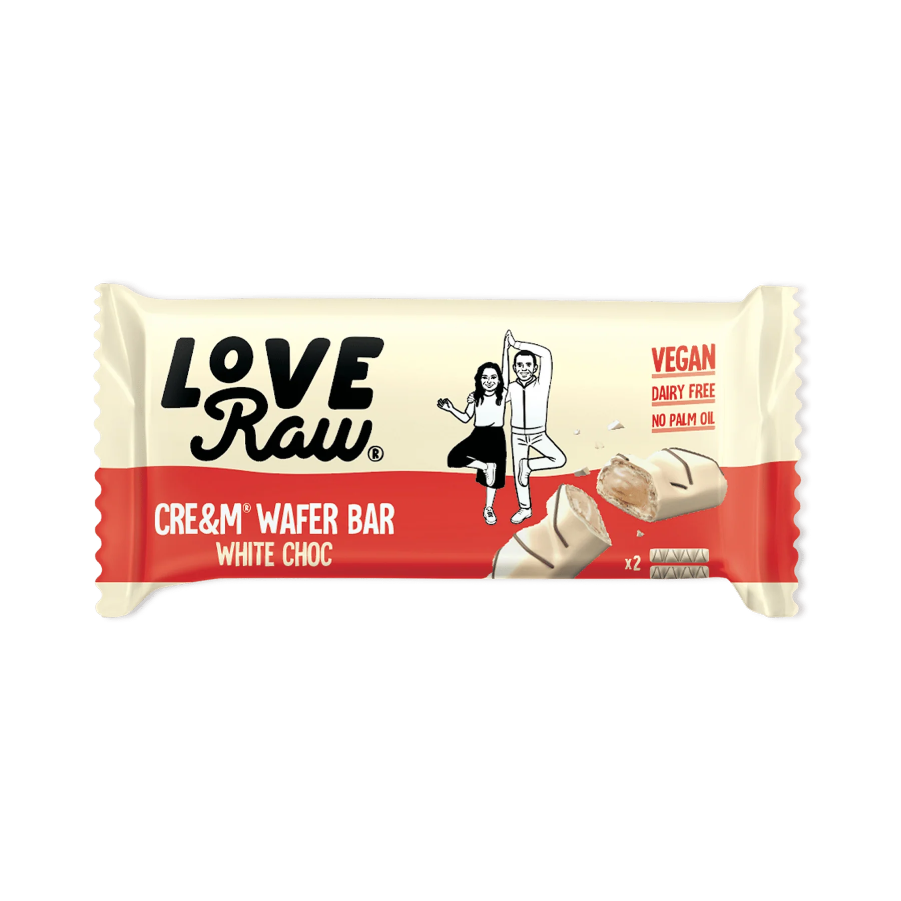 LOVERAW Barritas de Oblea de Chocolate Blanco Cre&m 45g