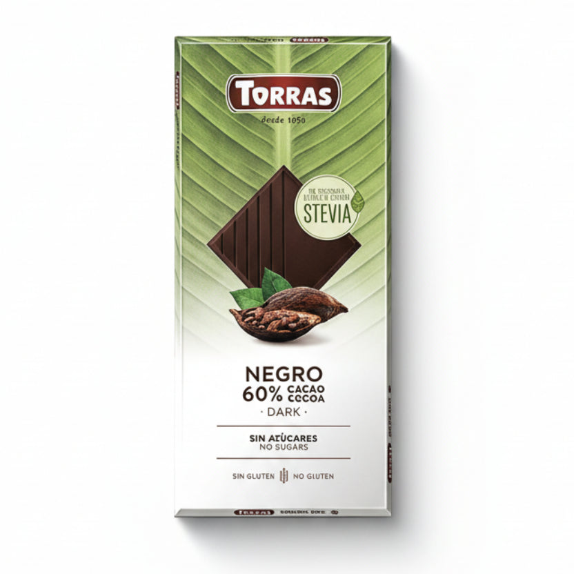 TORRAS Chocolate Negro 60% Cacao con Stevia 100g Sin Gluten