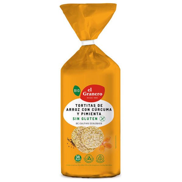 EL GRANERO Tortitas de Arroz con Cúrcuma y Pimienta BIO 115g Sin Gluten