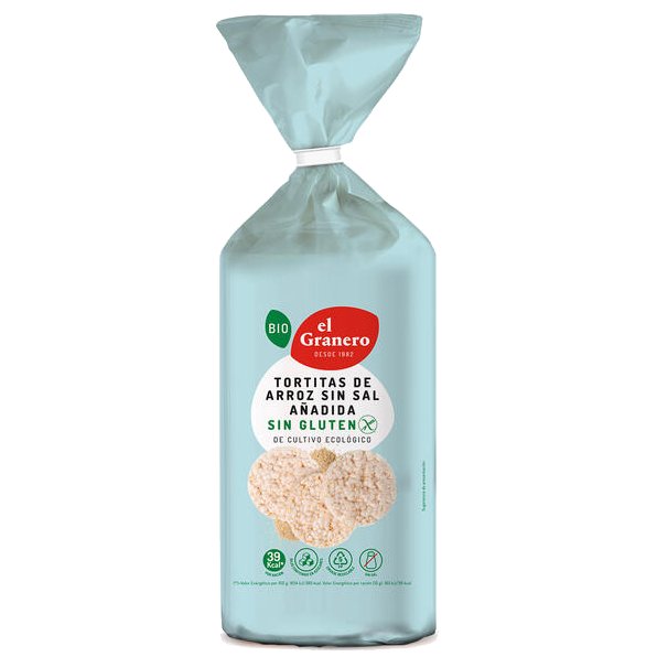EL GRANERO Tortitas de Arroz sin Sal Añadida BIO 115g Sin Gluten
