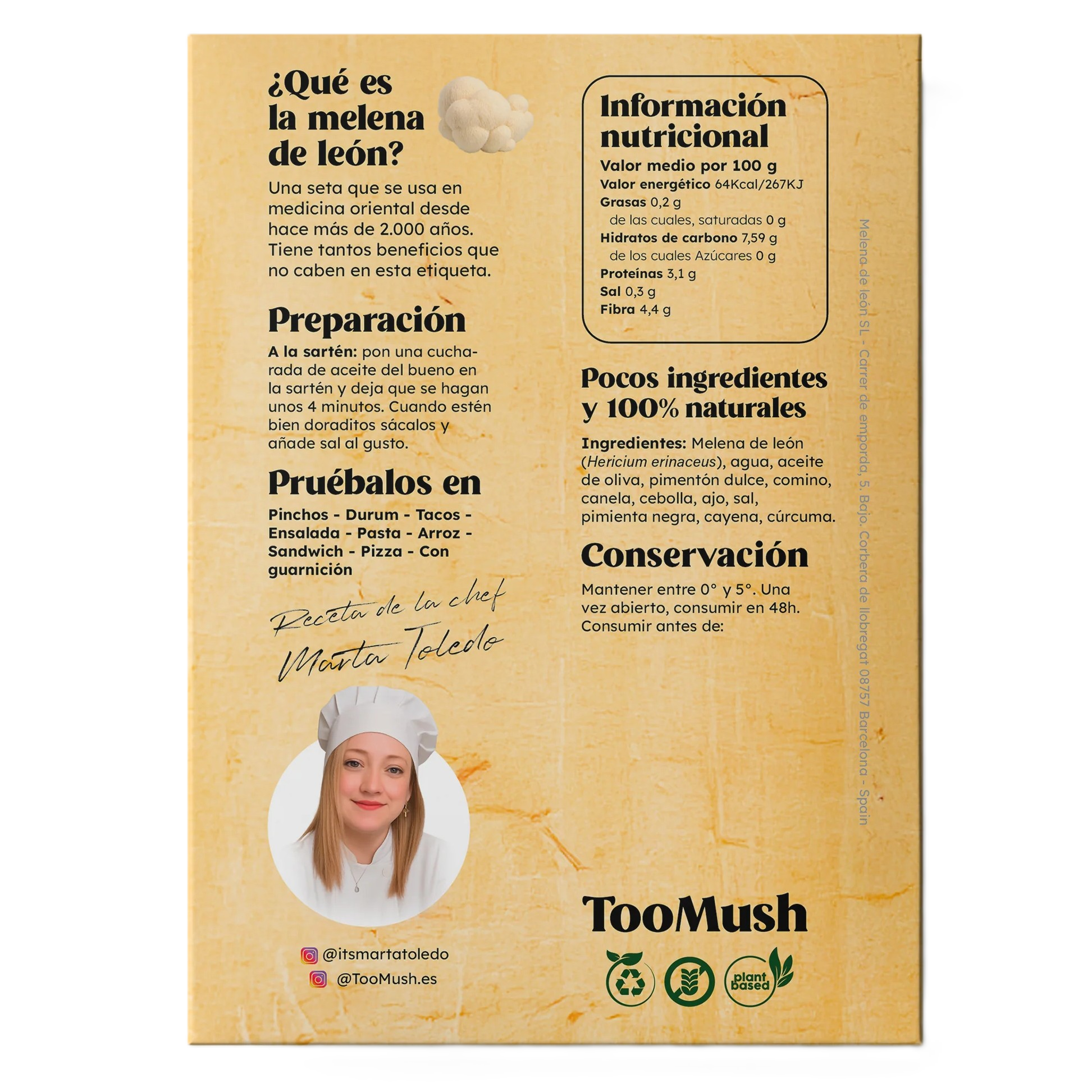 TOO MUSH - Pinchitos de melena de león - Mil y una especias - 180g