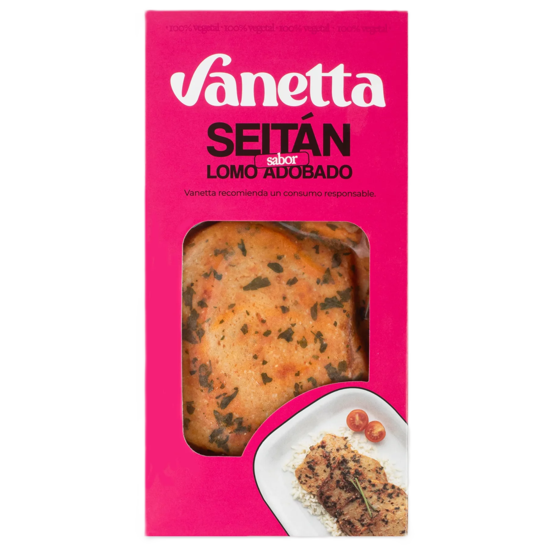 VANETTA. Seitán Sabor Lomo adobado. 250g. Envasado al vacio