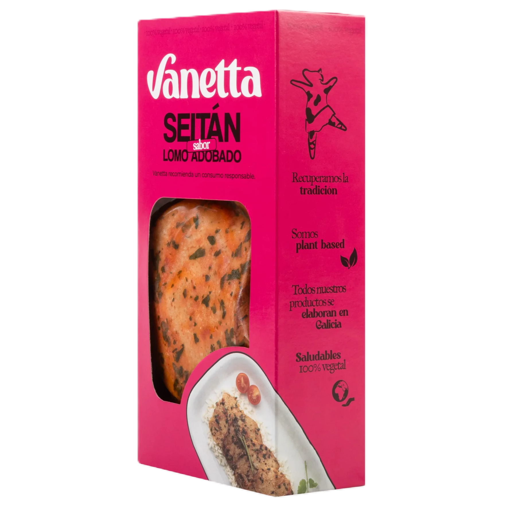 VANETTA. Seitán Sabor Lomo adobado. 250g. Envasado al vacio