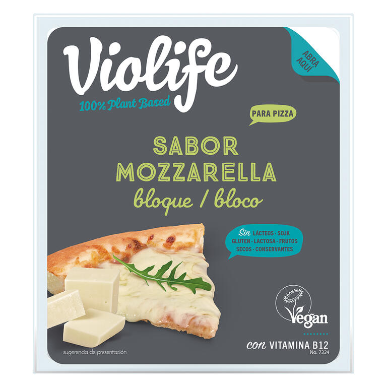 VIOLIFE Bloque Vegano para Pizza Sabor Mozzarella 200g Sin Gluten