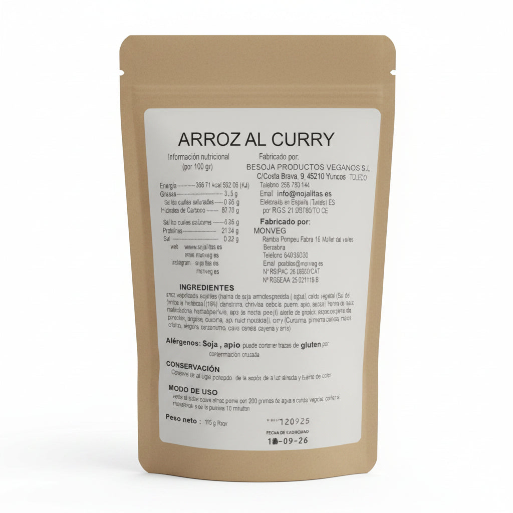 SOJALITAS Preparado instantáneo de arroz al curry 115g