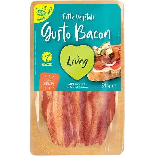 LIVEG Lonchas Vegetales Gusto Bacon 90g Organico