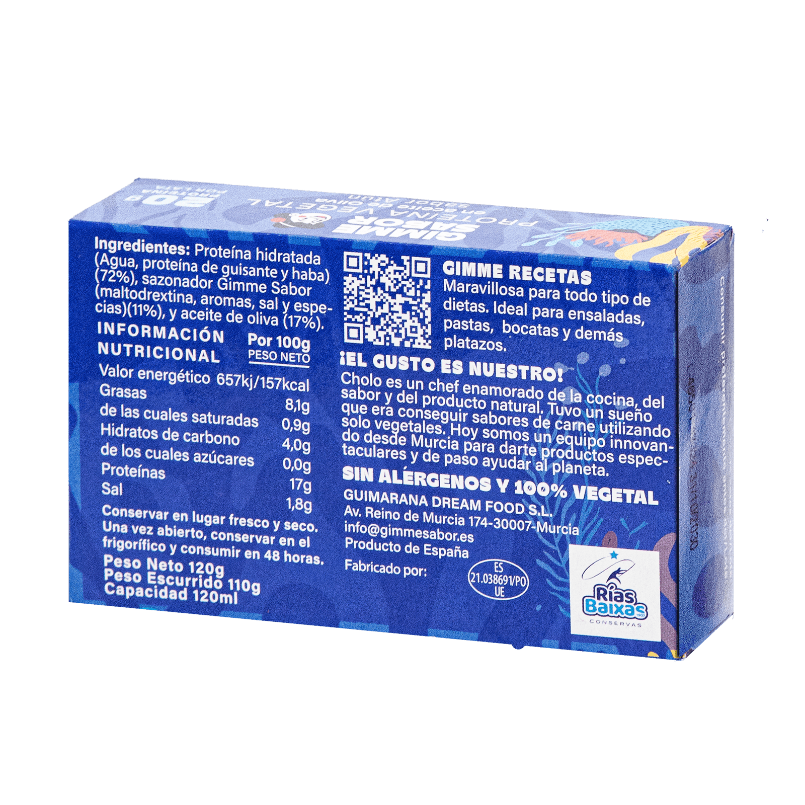 GIMME SABOR Proteína Vegetal Sabor Atún 120g Sin Gluten