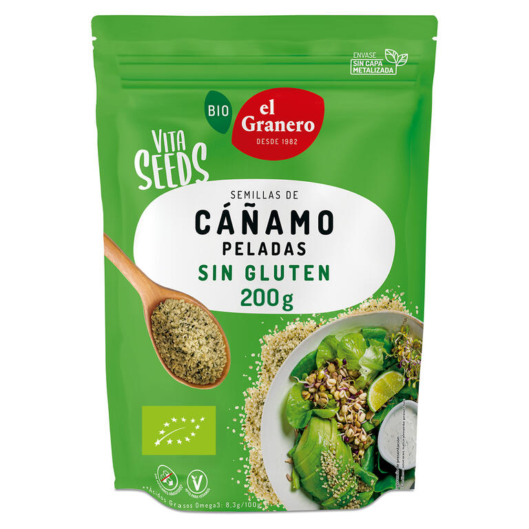 EL GRANERO Semillas de Cañamo Pelado BIO, 200g Sin Gluten