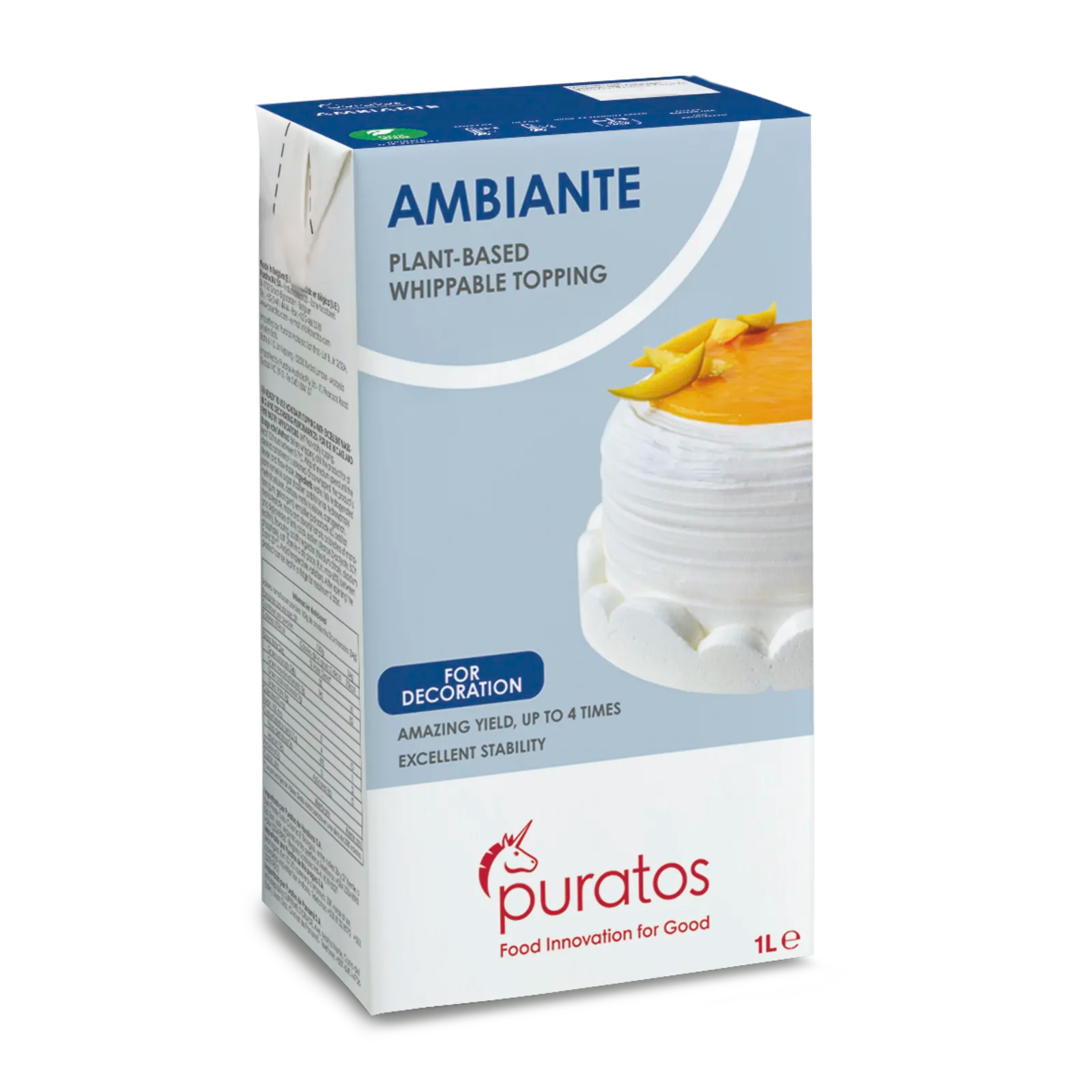 PURATOS Ambiante Nata vegetal para montar sin gluten 1L
