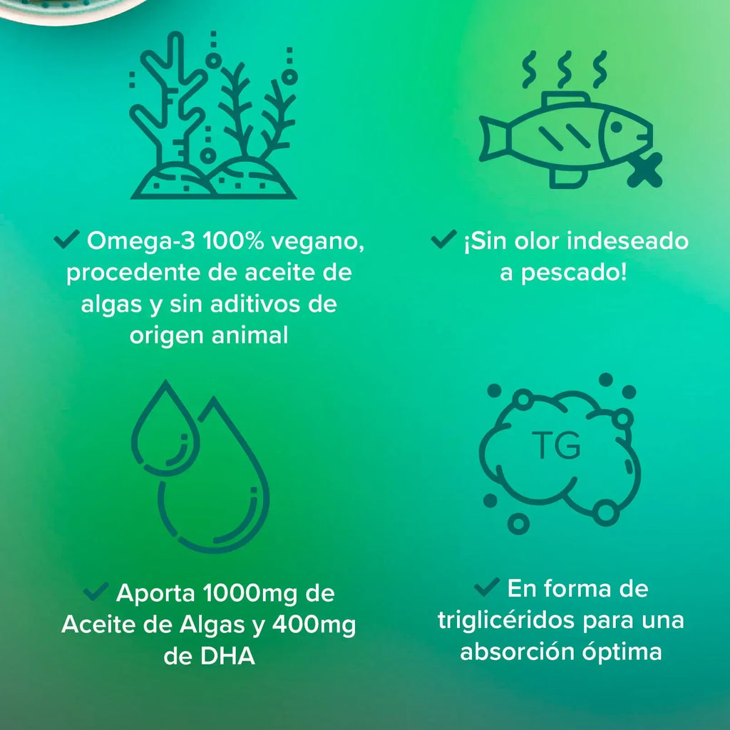 HSN Omega-3 Vegano Aceite de Algas 1000mg 120 capsulas