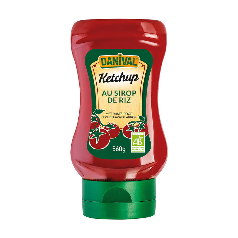 DANIVAL Ketchup sin Azúcar con Sirope de Arroz BIO, 560g Sin Huevo