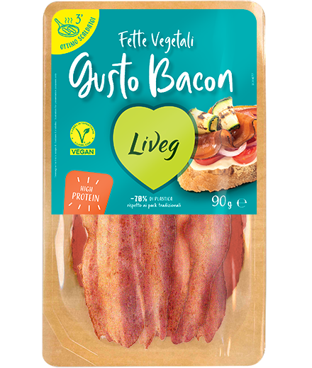 LIVEG. Lonchas Vegetales Gusto Bacon. 90g. Organico