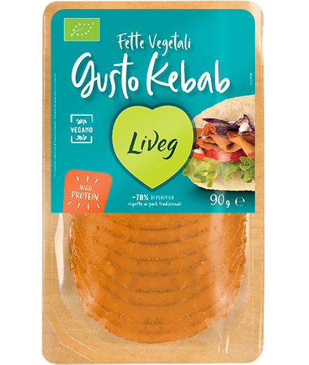 LIVEG. Lonchas Vegetales Gusto Kebab. 90g. Organico