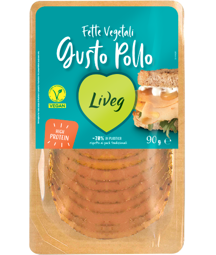 LIVEG. Lonchas Vegetales Gusto Pollo . 90g. Organico