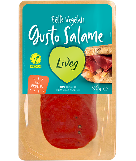 LIVEG. Lonchas Vegetales Gusto Salame . 90g. Organico