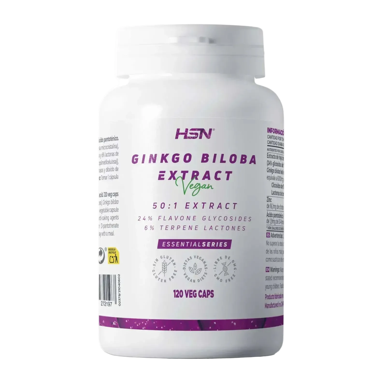 HSN Extracto de Ginko Biloba 120 capsulas veganas