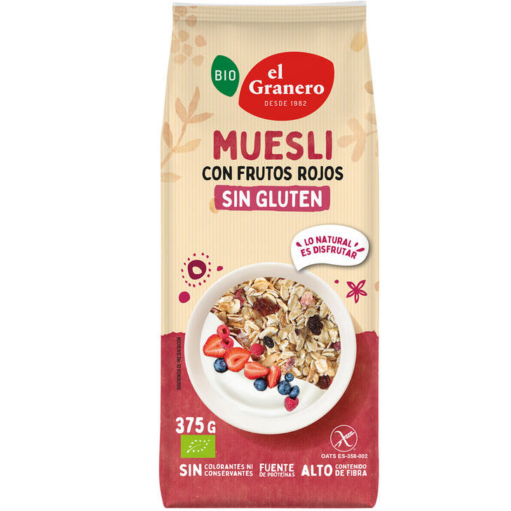 EL GRANERO Muesli con Frutos Rojos BIO, 375g Sin Gluten