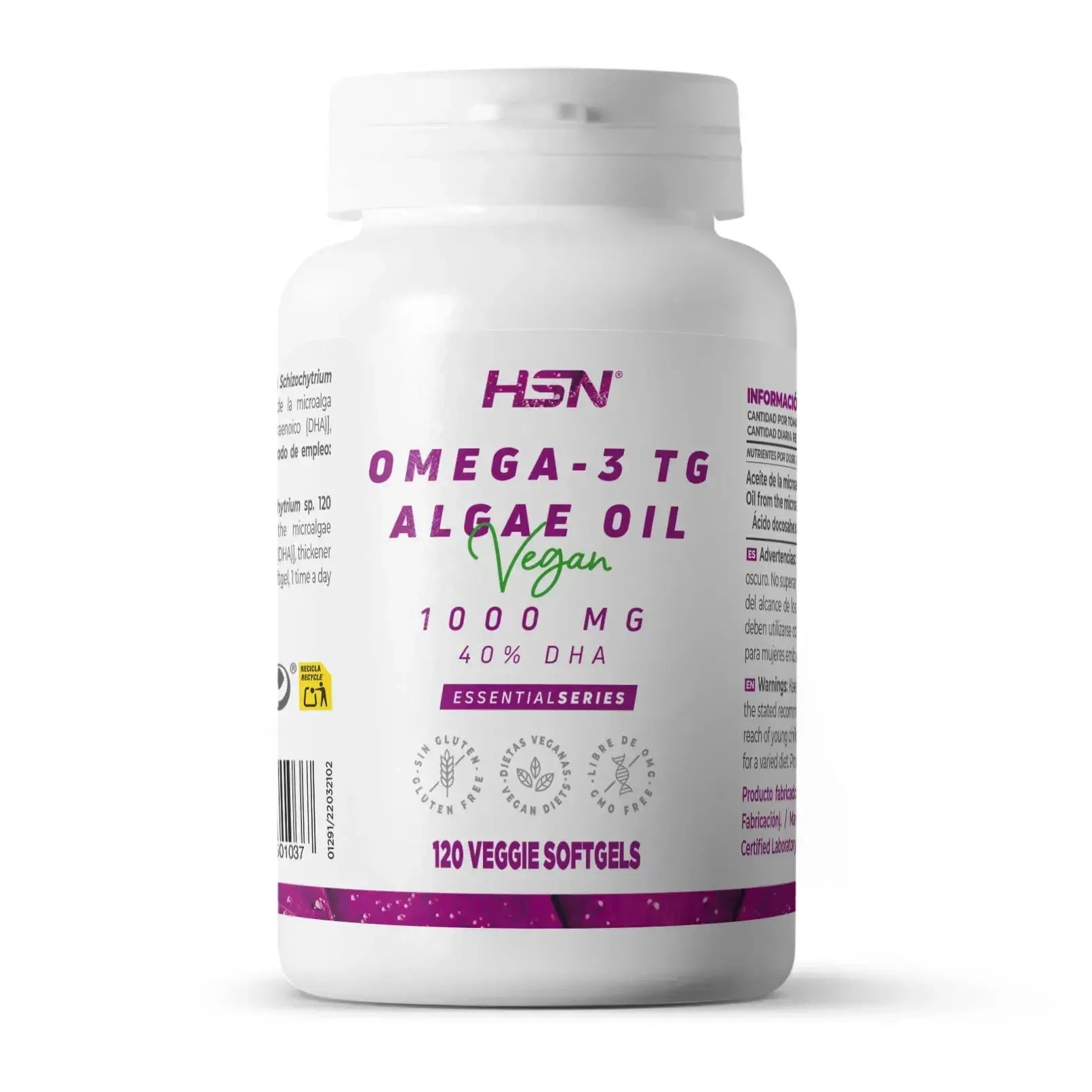 HSN Omega-3 Vegano Aceite de Algas 1000mg 120 capsulas