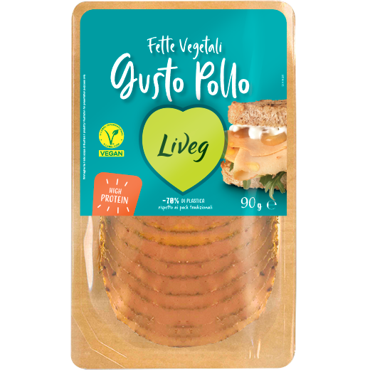 LIVEG. Lonchas Vegetales Gusto Pollo . 90g. Organico
