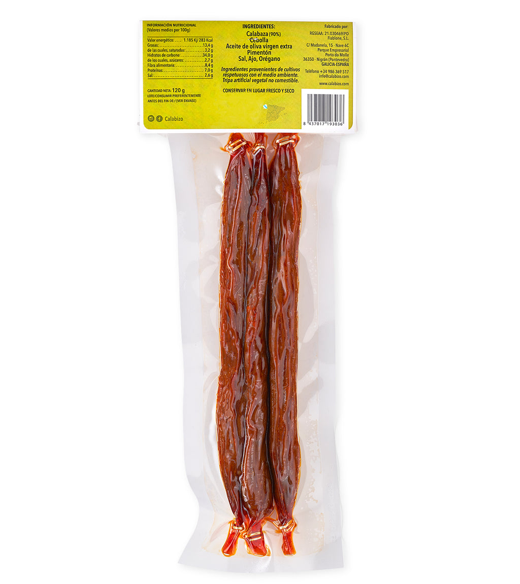 Calabizo.  Embutido de calabaza dulce; pack de 3 unidades