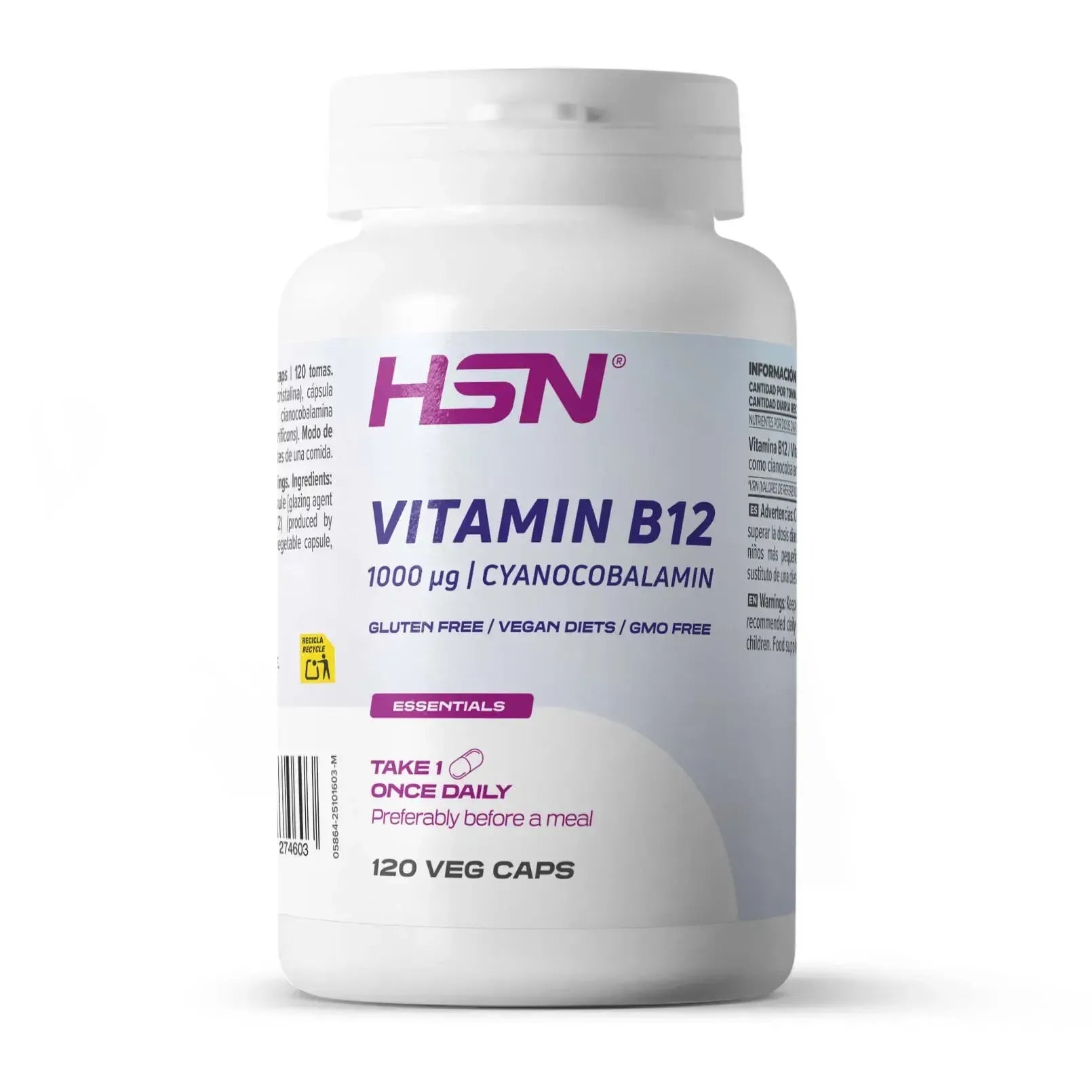 HSN Vitamina B12 Cianocobalamina 1000mcg 120 capsulas