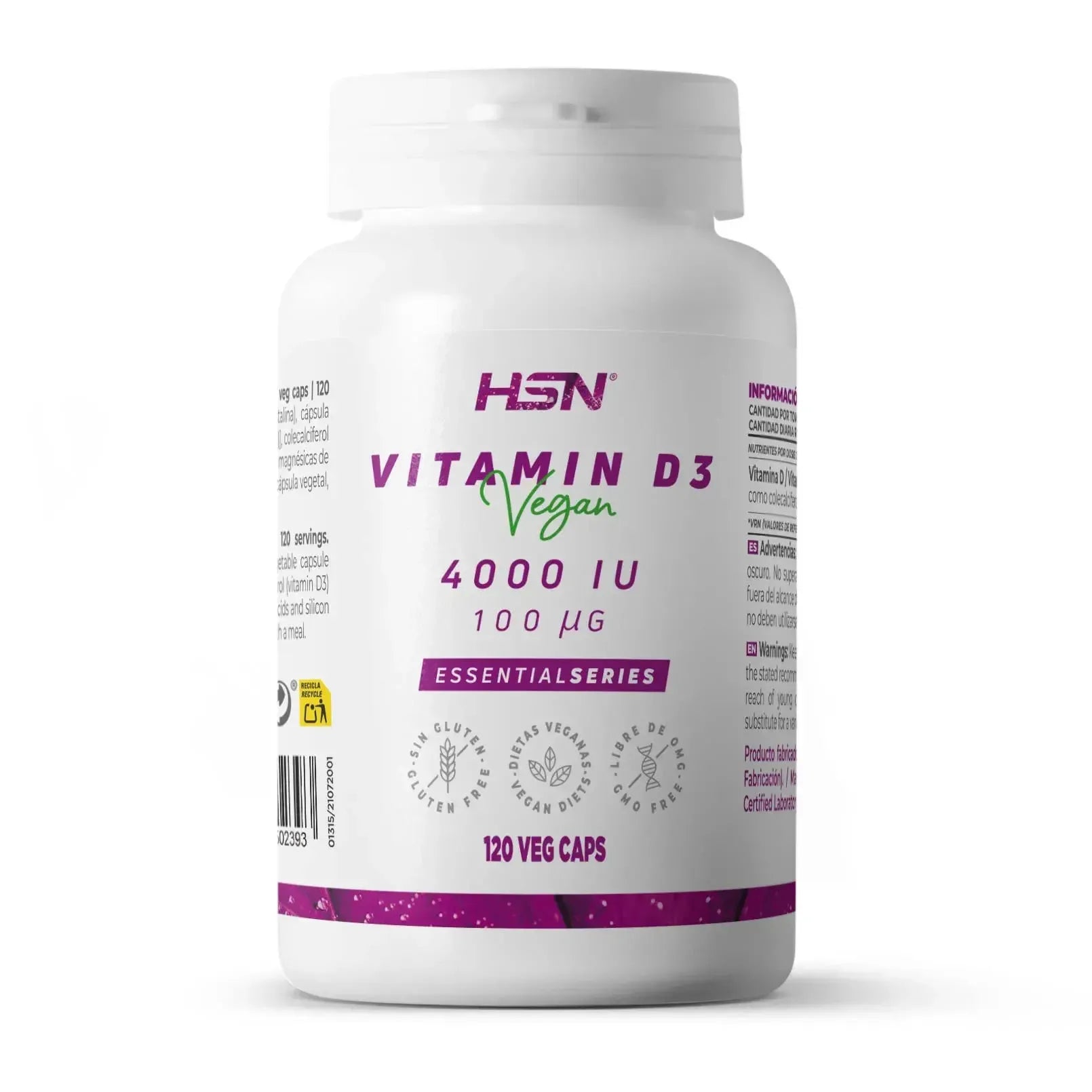 HSN Vitamina D3 100mcg 4000UI 120 capsulas